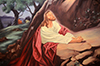 Painting of Jesus on front wall